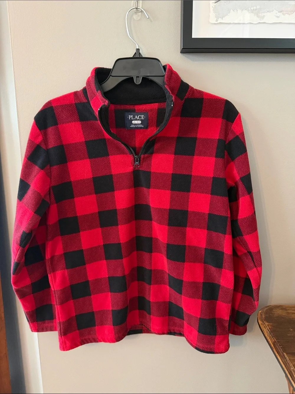 The Children's Place Red & Black Buffalo Plaid Quarter-Zip Fleece Pullover
